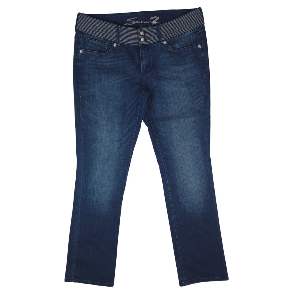 Seven7 Jeans Women 12‎ Blue Dark Wash Embellished Waistband Stretch Bootcut Y2K